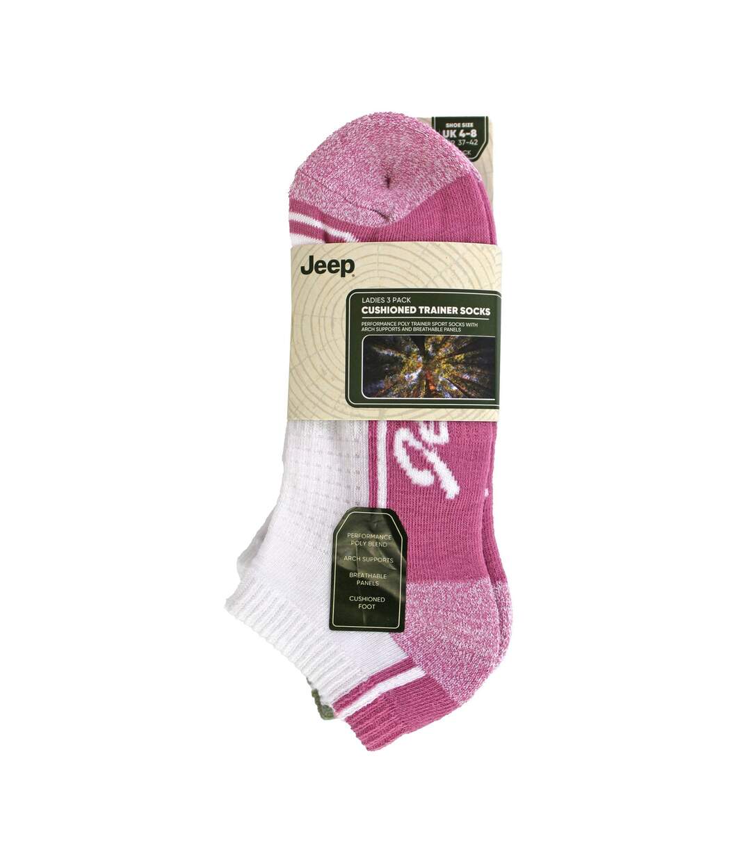 3 Pack Ladies Performance Trainer Socks | Outdoor Cushioned Low Cut Socks-2