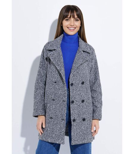 Caban long uni façon laine bouclée