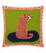 Furn Embroidered Cheetah Throw Pillow Cover (Coral/Green/Black) (45cm x 45cm) - UTRV3001