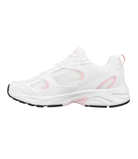 Womens/ladies Pro Mira Synthetic Leather Trainers White Pink USA Pro