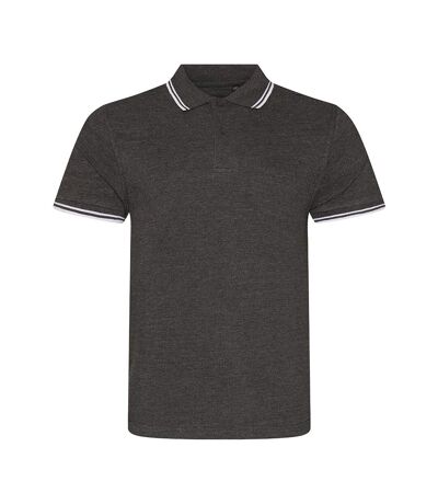 Mens t-shirt polo hommes gris foncé / blanc AWDis
