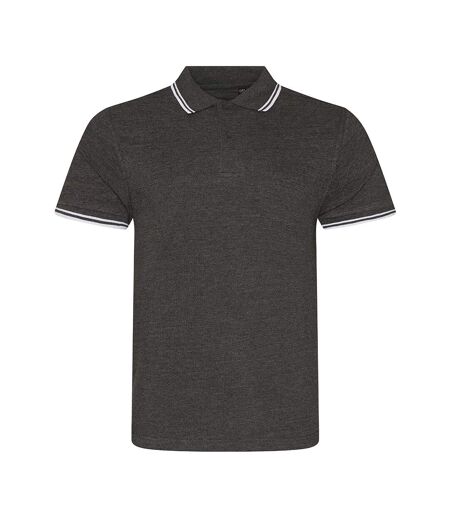 Mens t-shirt polo hommes gris foncé / blanc AWDis