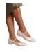 Womens/ladies minsk patent leather buckle detail low heel pumps cream Where´s That From