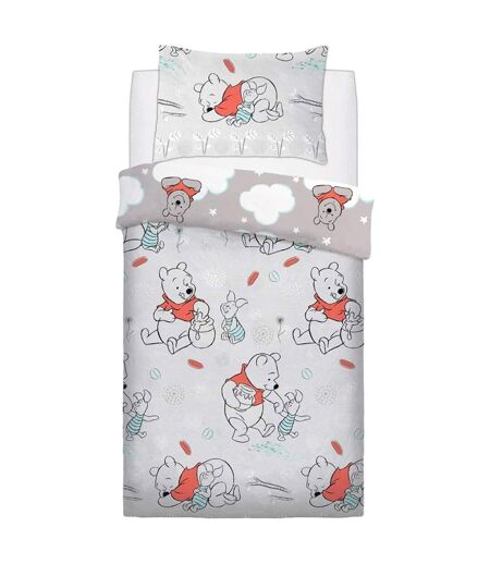 Clouds Reversible Duvet Set White Orange Blue Winnie The Pooh