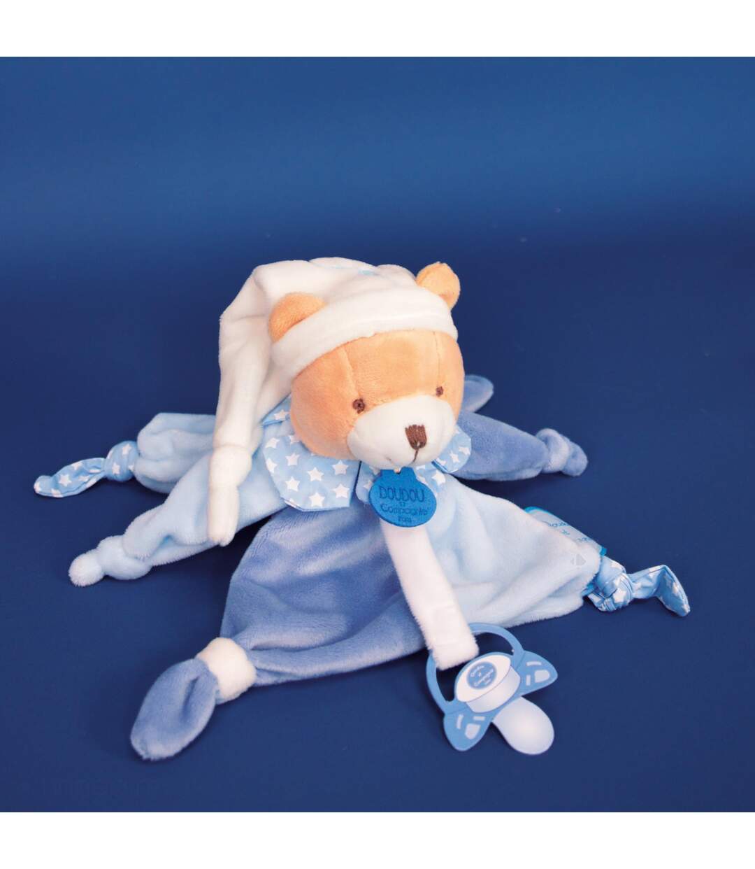 Doudou sucette polyester collection PETIT CHOU ours bleu-3