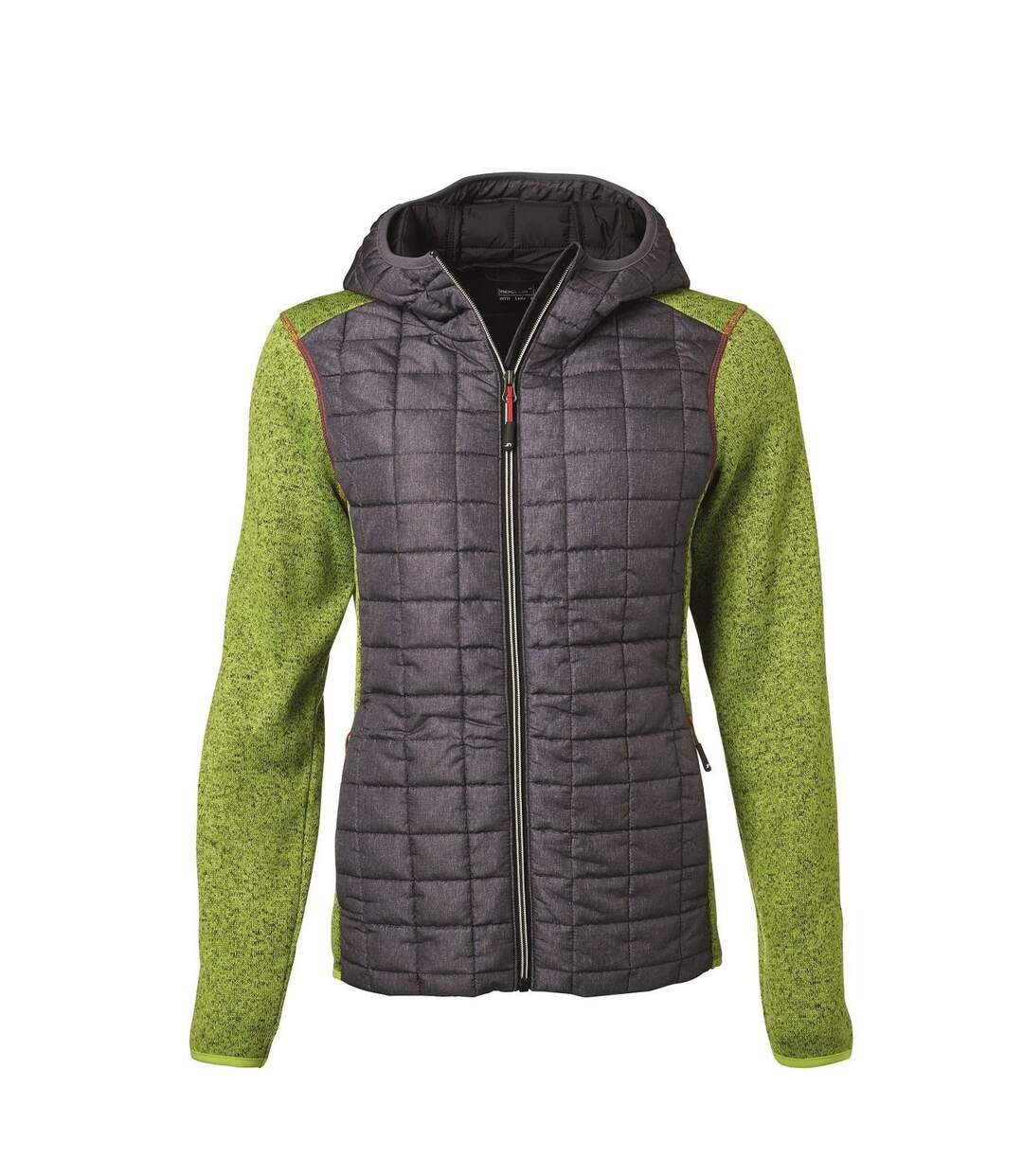 Veste tricot hybride matelassée - femme - JN771 - gris foncé kiwi