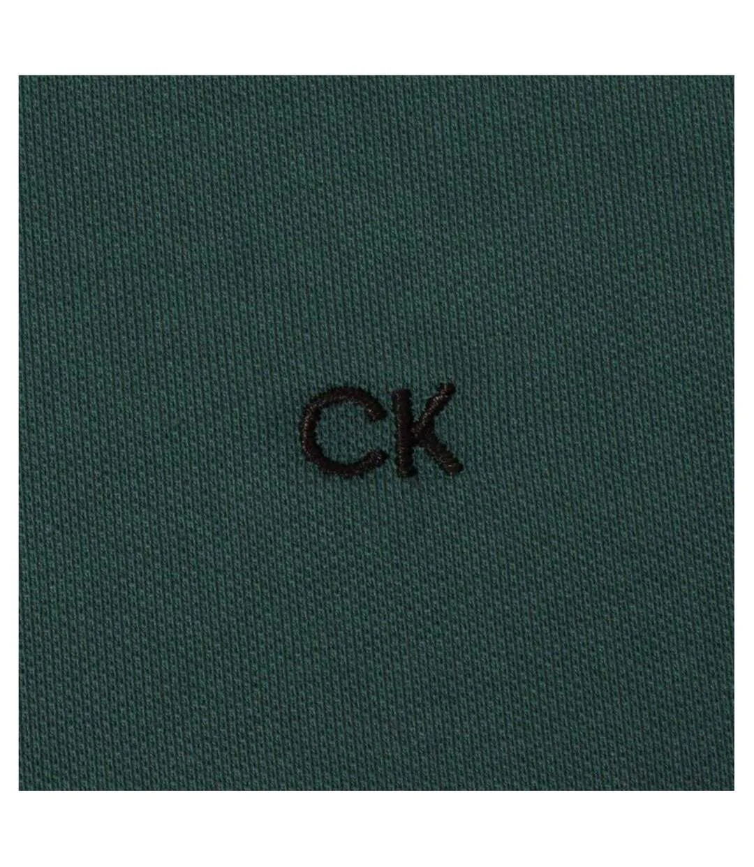 Mens Embroidered Collared Short-sleeved Polo Shirt Pine Green Calvin Klein-3