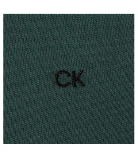 Mens Embroidered Collared Short-sleeved Polo Shirt Pine Green Calvin Klein