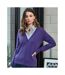 Premier Womens/Ladies Button Through Long Sleeve V-neck Knitted Cardigan (Purple) - UTRW1133