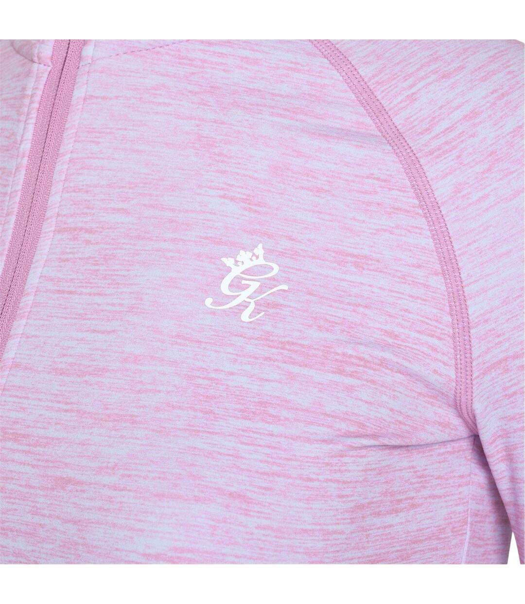 Womens/ladies Heathered Full Zip Raglan Jacket Pink Marl Gym King-4
