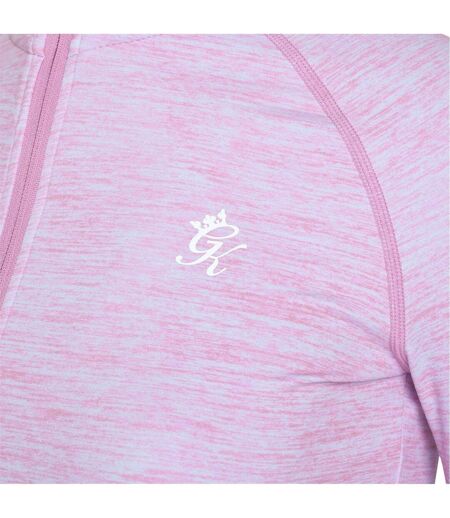 Womens/ladies Heathered Full Zip Raglan Jacket Pink Marl Gym King