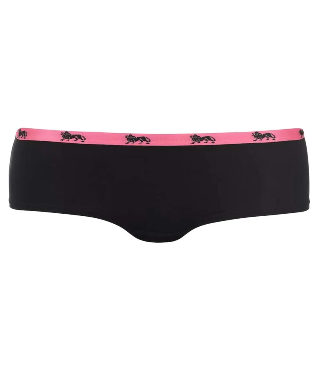 Womens/ladies Logo Cotton Briefs Black Fluorescent Pink Lonsdale-1