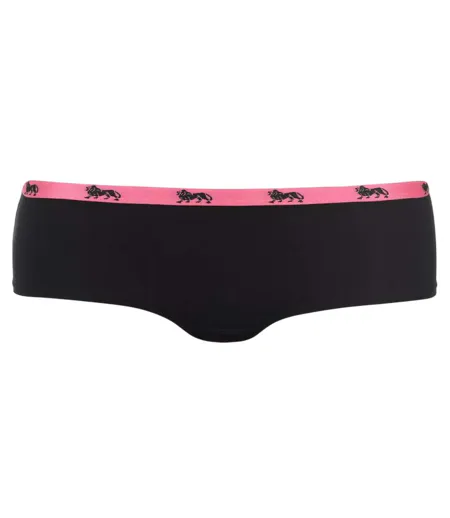 Womens/ladies Logo Cotton Briefs Black Fluorescent Pink Lonsdale
