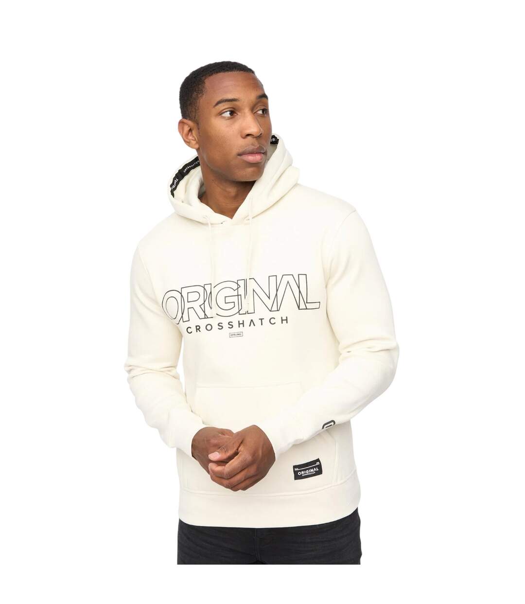 Sweat À Capuche Carrimoore Homme Blanc Cassé Crosshatch-4