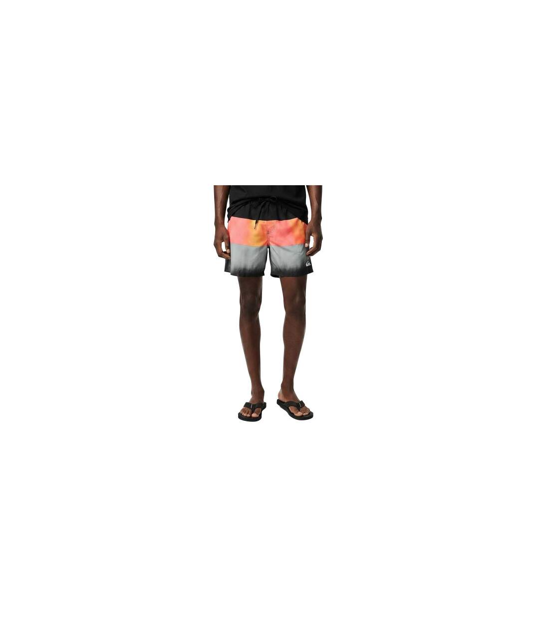 Mens Colour Block Swim Shorts Red Black Grey Quiksilver-1