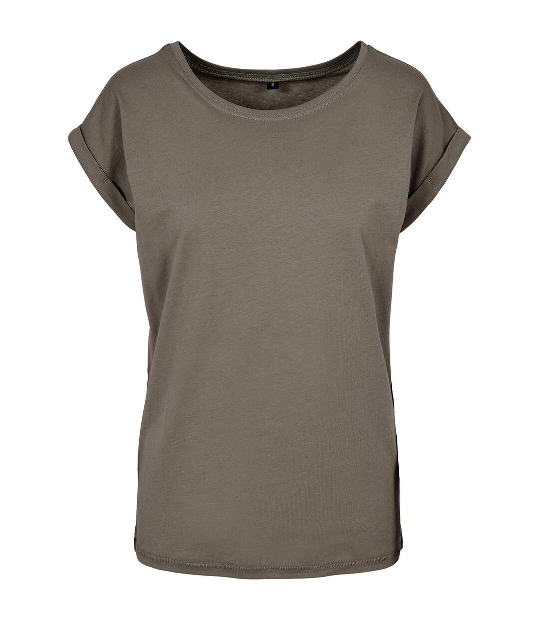 Womens/ladies Extended Shoulder Regular T-shirt Pale Olive New Morning Studios-1