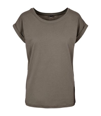 Womens/ladies Extended Shoulder Regular T-shirt Pale Olive New Morning Studios