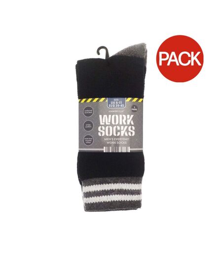 Pack of 3  Mens recycled cotton work socks  black/grey Ribbon