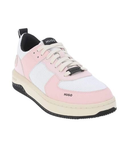 Womens/ladies Kilian Leather Trainers Charcoal Hugo