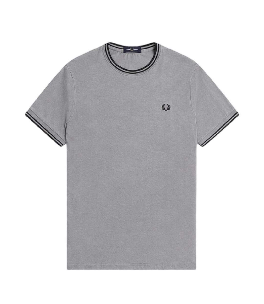 T-shirt Motif/style Rayure Contrastée Sur Bord Homme Gris Fred Perry-2