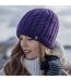Ladies Cable Knit Fleece Lined Knitted Thermal Beanie Hat-5