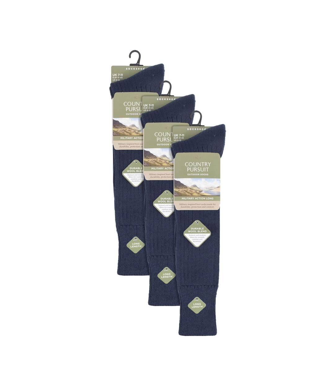 Country Pursuit - 3 Paires Homme Chaussettes Laine Wellington-2