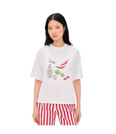 T-shirt Manches Courtes Motif/style Imprimé Graphique Femme Blanc Never Fully Dressed