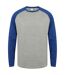 Skinni Fit - T-shirt manches longues - Homme (Gris chiné/bleu roi) - UTRW4742