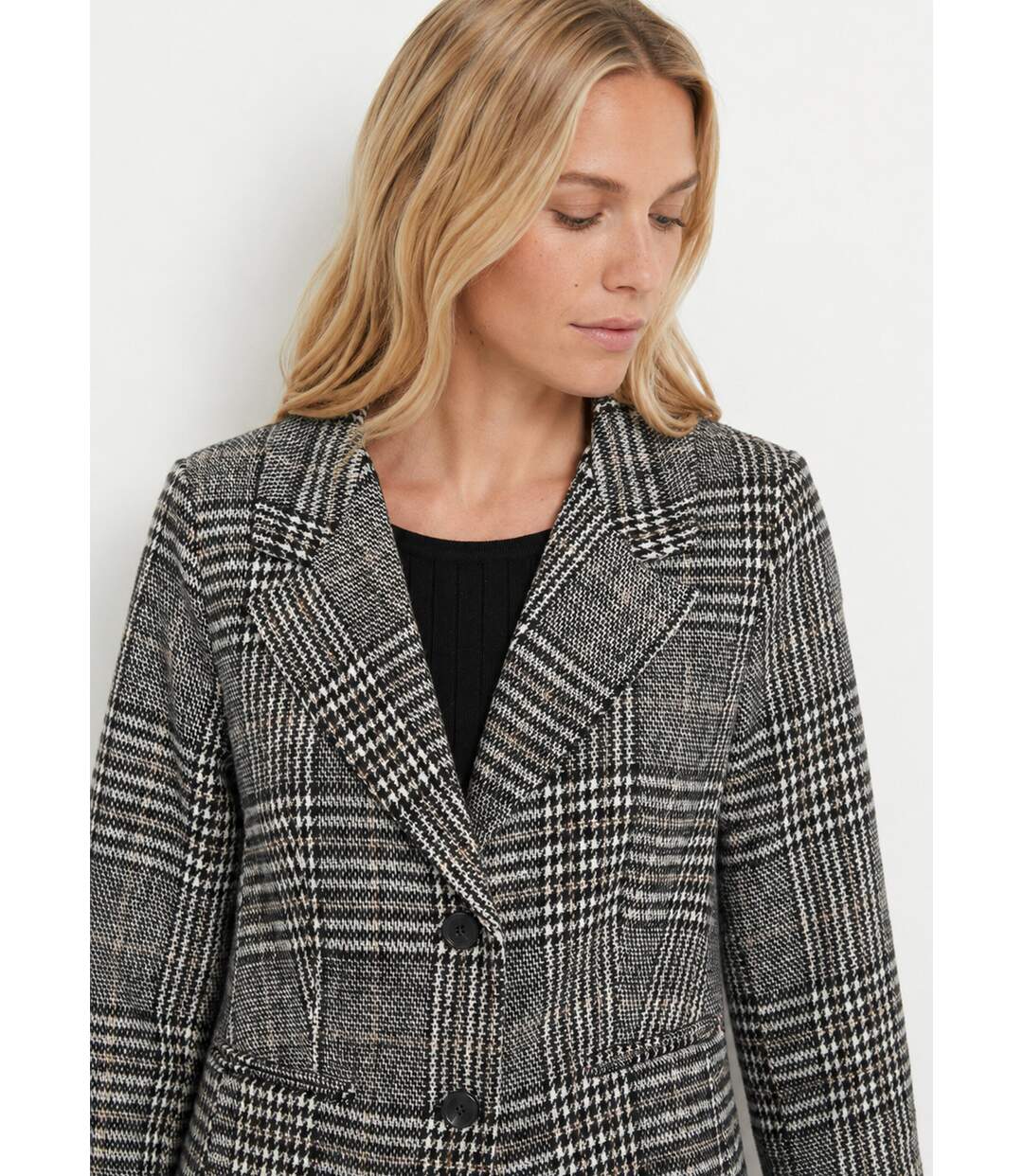 Manteau aspect lainage mi long col tailleur-4