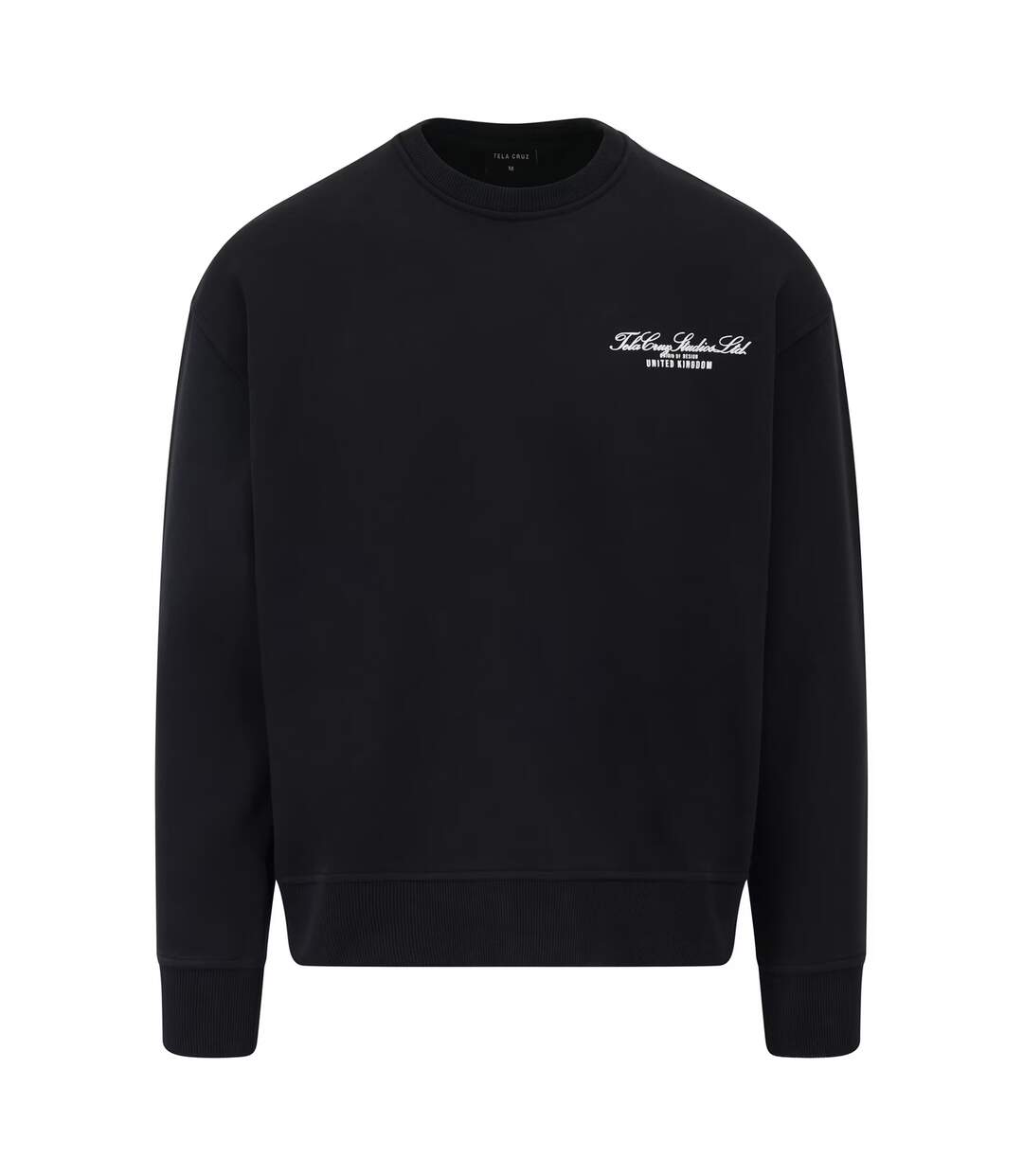 Mens Studio Crew Neck Relaxed Fit Sweatshirt Black Tela Cruz-2