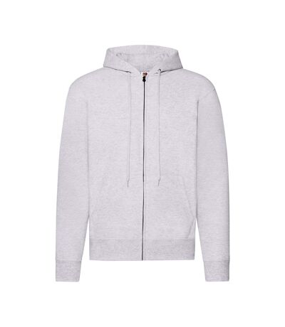 Mens classic heather zipped hoodie white Fruit of the Loom