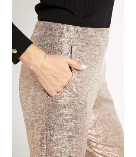 Pantalon large taille élastiquée maille brillante