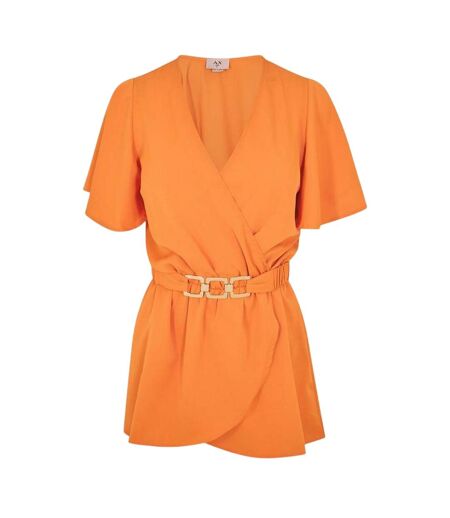 Haut Portefeuille Manches Volantées Femme Orange Ax