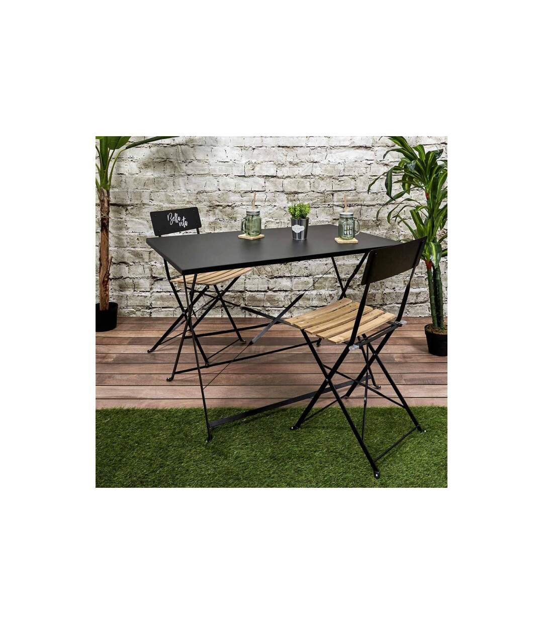 Table de Jardin Pliante Palerme 110cm Noir-5