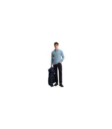 Mens Passerby Logo Long-sleeved Polo Shirt Light Blue Boss