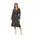 Womens/ladies Butterfly V Neck Midi Dress Black Mela London-1