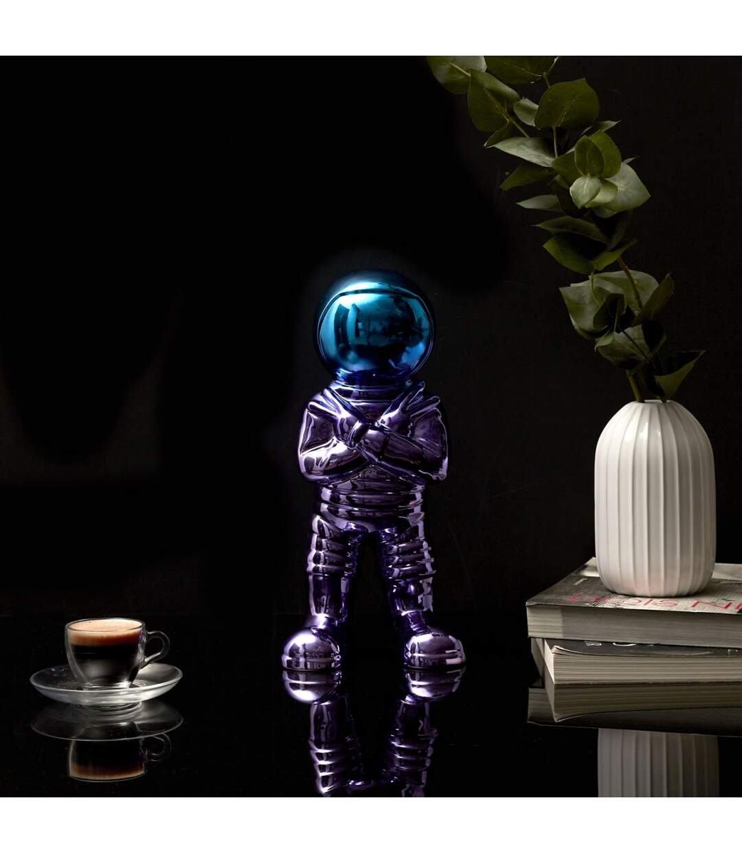 Statuette Astronaute Electroplate 33cm Multicolore-5