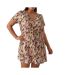 Robe beige/rose à motifs femme vero moda curve easy-1