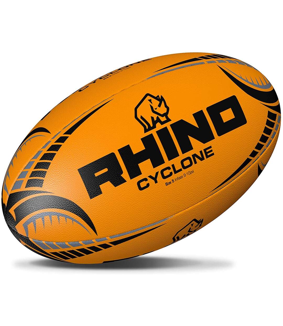Ballon De Rugby Cyclone Taille 5 Orange Fluo Rhino-2