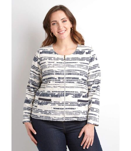 Veste courte sans col zippée irisée