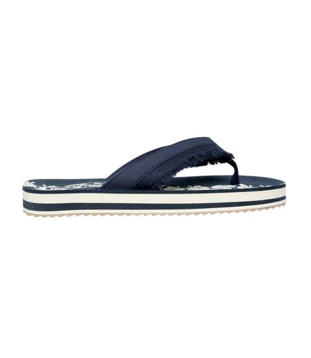 Unisex Adult Floral Pattern Flat Flip Flops Navy Threadbare