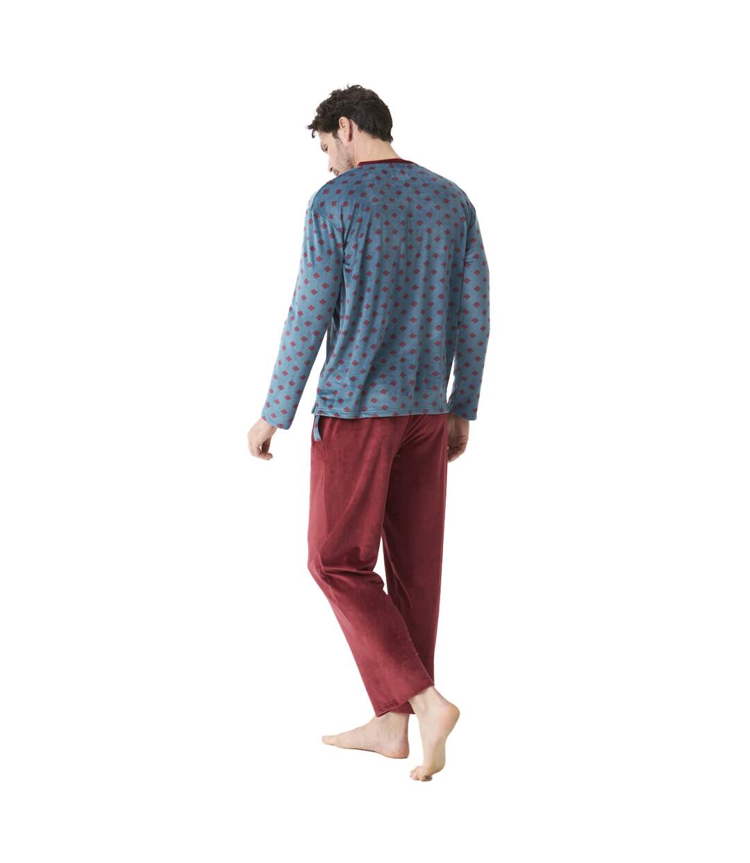 Men's velvet pajamas round neck/half-zip long sleeve JJB7-3