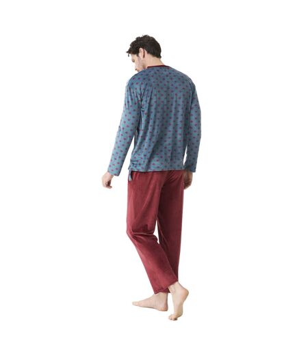 Men's velvet pajamas round neck/half-zip long sleeve JJB7