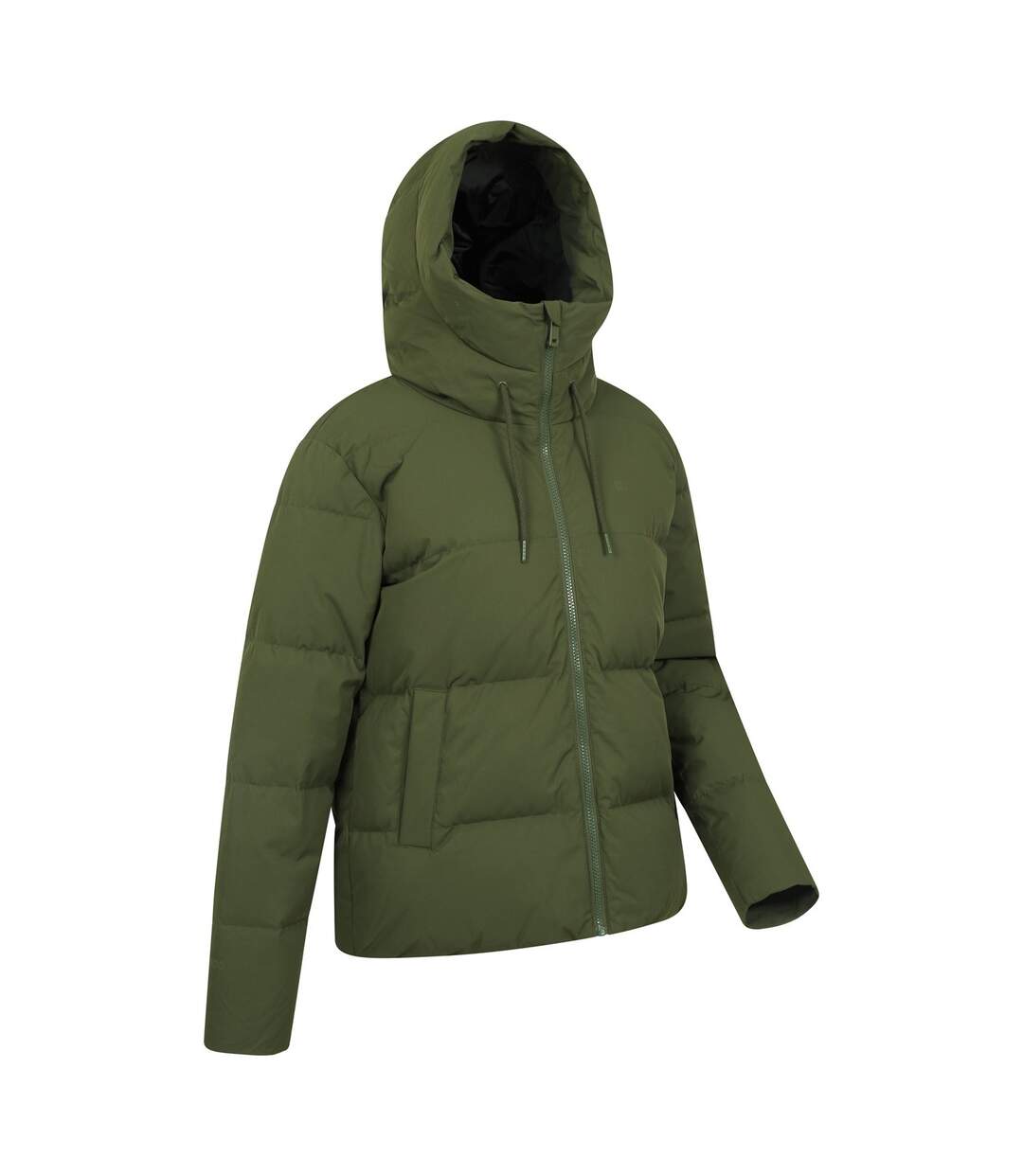 Womens/ladies cosy extreme short down jacket khaki green Mountain Warehouse