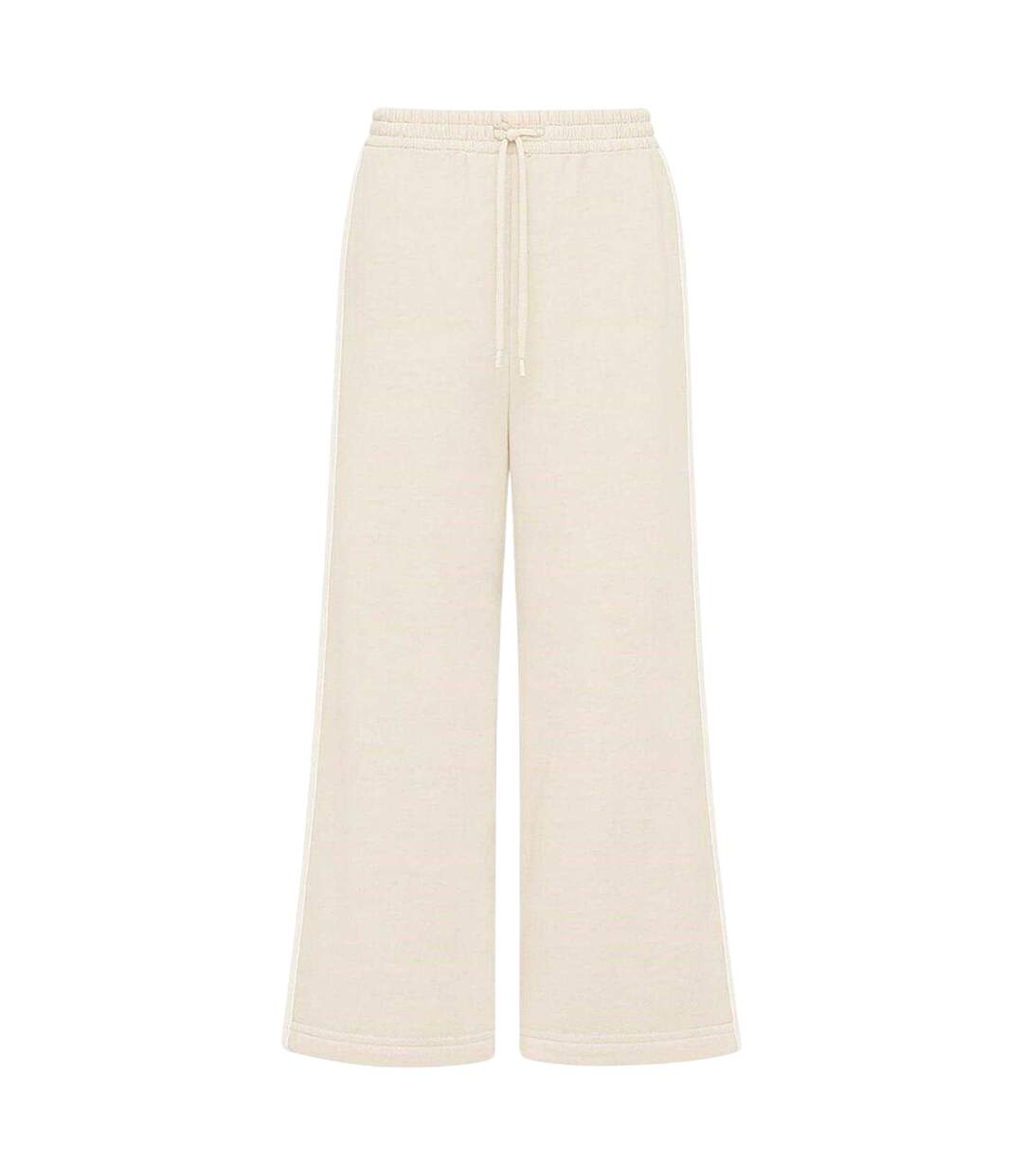 Womens/ladies Fleece Side Stripe Wide Leg Joggers Stone I Saw It First-1