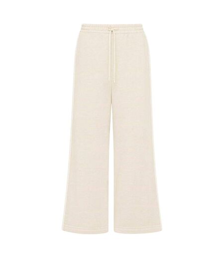 Womens/ladies Fleece Side Stripe Wide Leg Joggers Stone I Saw It First