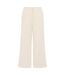 Womens/ladies Fleece Side Stripe Wide Leg Joggers Stone I Saw It First-1