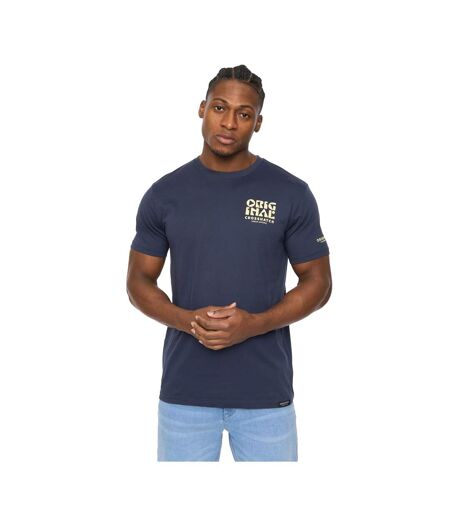 Mens Wellmoores T-shirt Navy Crosshatch