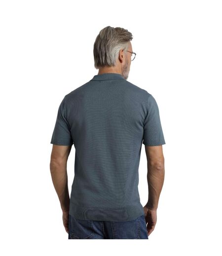 Mens quentin knitted short-sleeved polo shirt blue mirage Weird Fish