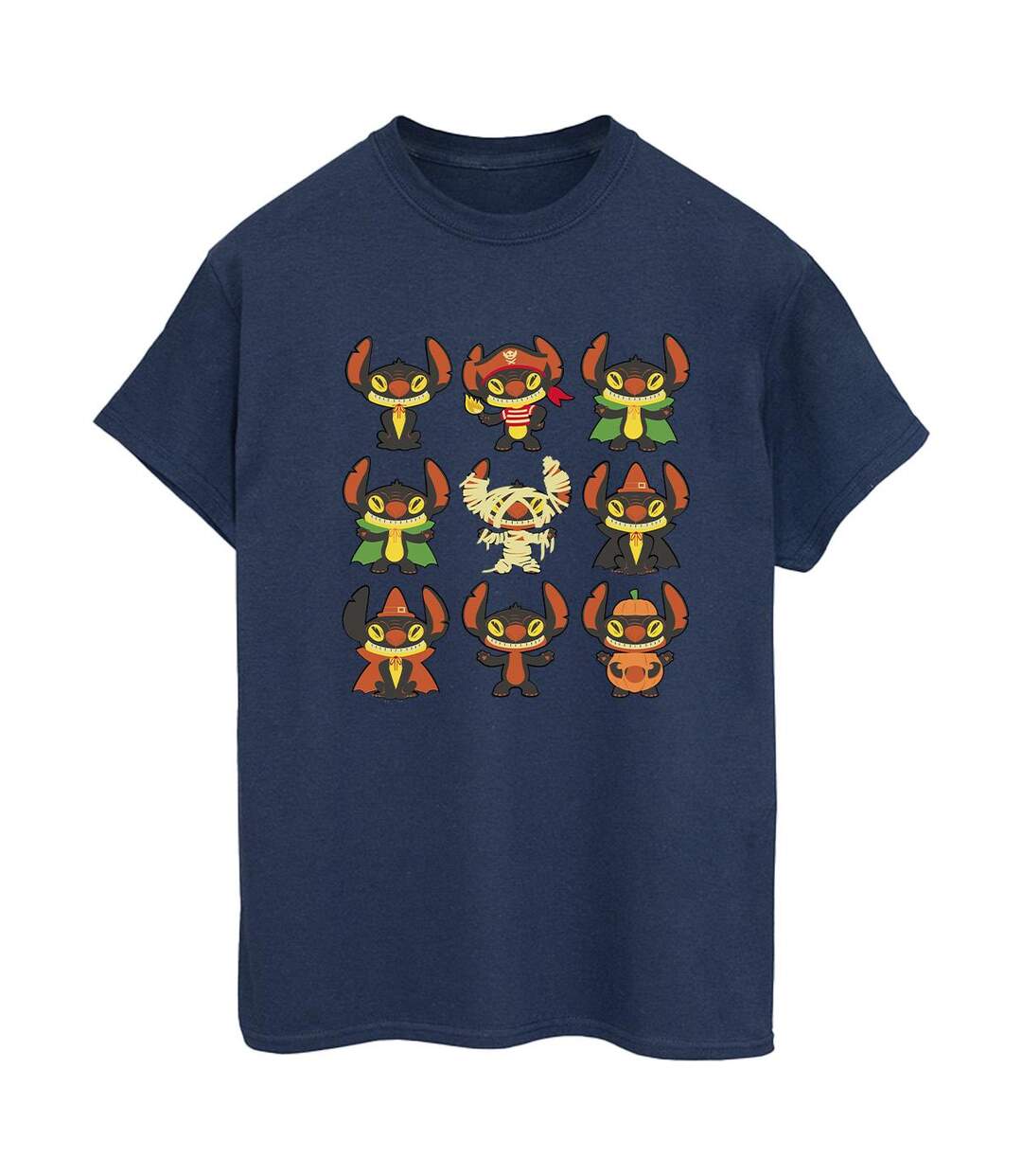 Disney Womens/Ladies Lilo & Stitch Halloween Costumes Cotton Boyfriend T-Shirt (Bleu marine) - UTBI30511-1